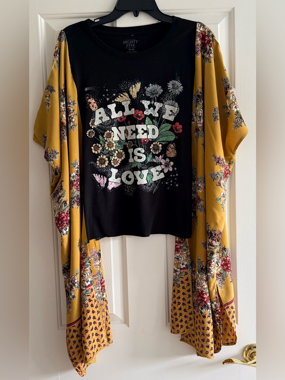 ALL WE NEED IS LOVE Custom Upcycled Poncho Top OSFM